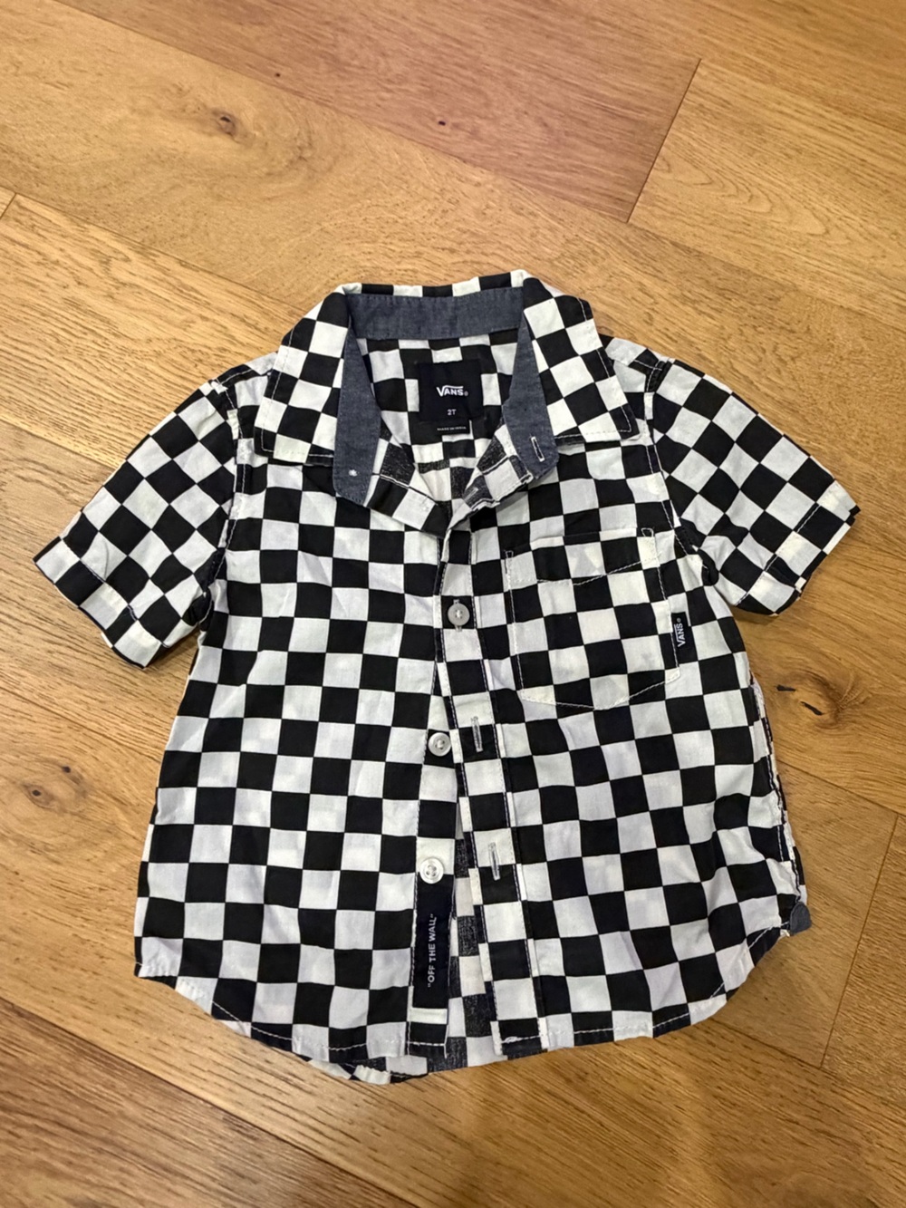 EUC Vans Kids Black & White Checker Button-Down Shirt